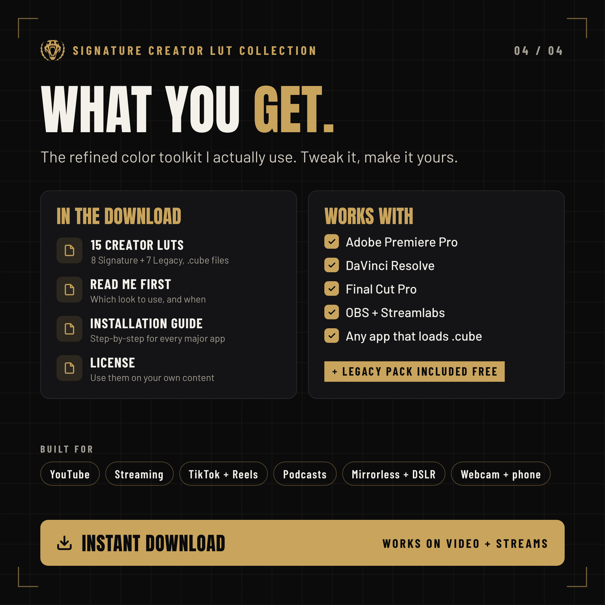 The Big E Signature Creator LUT Collection + Legacy Pack