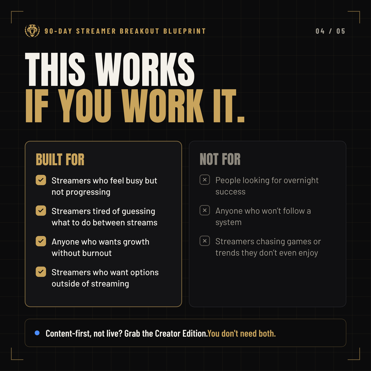 Who the Streamer Blueprint is built for and who it is not for