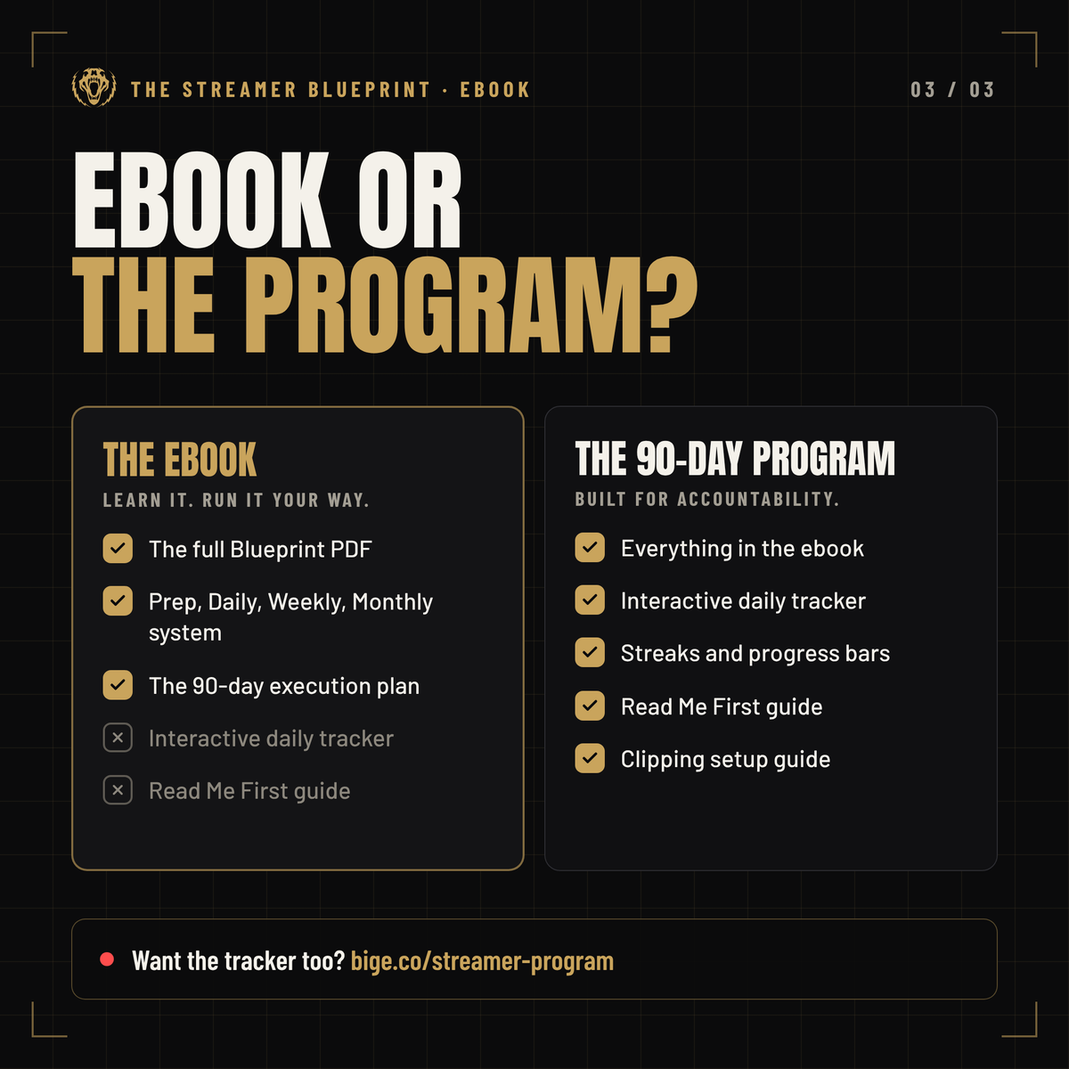Streamer ebook or the 90-day program: what each one includes